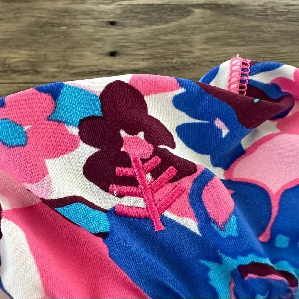 Coolibar Toddler Girls 2T-3T Floral Sun Protection Bucket Hat Swimwear Pink Blue